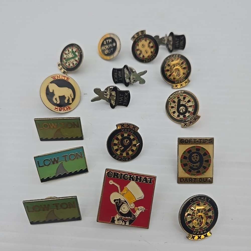 Vintage Crickhat Dart Throwing Lapel Hat Pin Lot Of 15‎